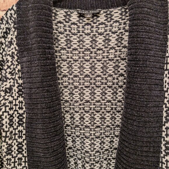 Black Rivet Open Cardigan Black/White Size Large - Picture 3 of 8